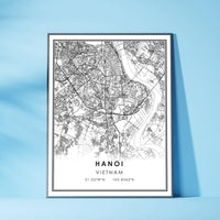 Hanoi, Vietnam Modern Style Map Print