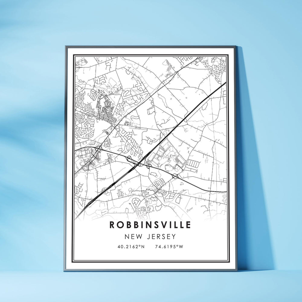 Robbinsville, New Jersey Modern Map Print