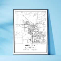 Lincoln, California Modern Map Print 