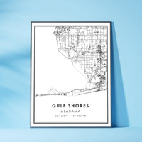 Gulf Shores, Alabama Modern Map Print 