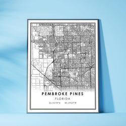Pembroke Pines, Florida Modern Map Print 