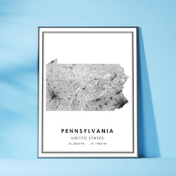Pennsylvania, United States Modern Style Map Print 