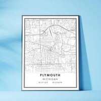 
              Plymouth, Michigan Modern Map Print 
            