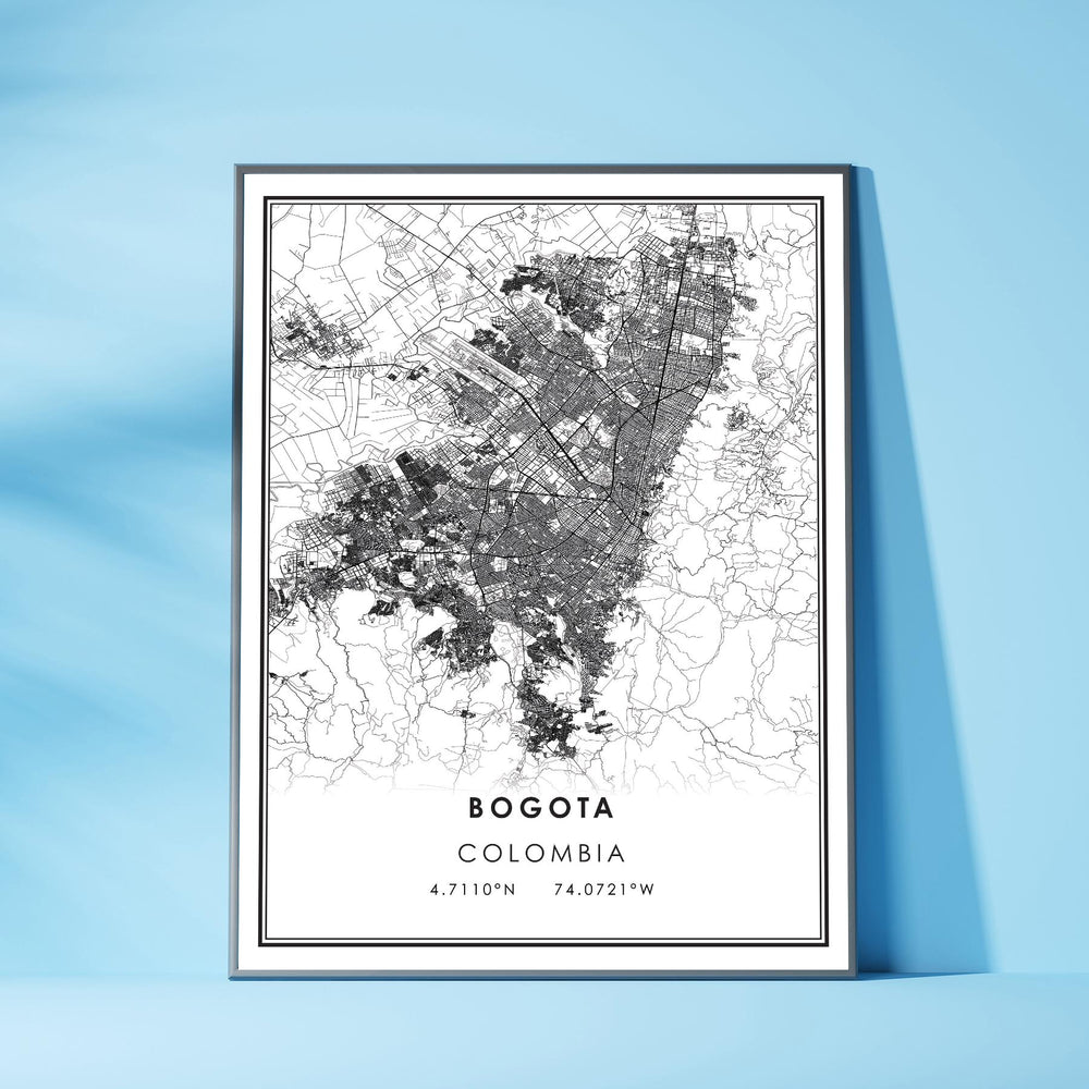 Bogota, Colombia Modern Map Print 