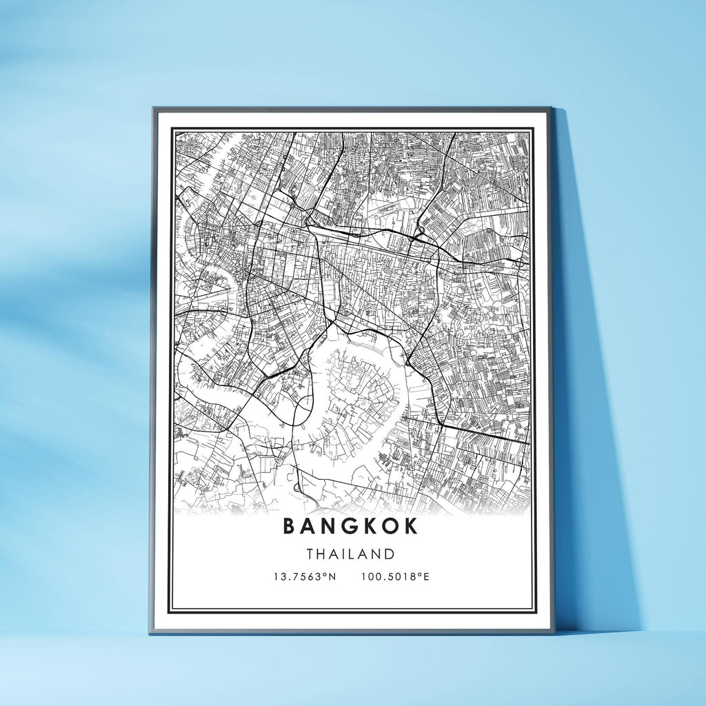 Bangkok, Thailand Modern Style Map Print 