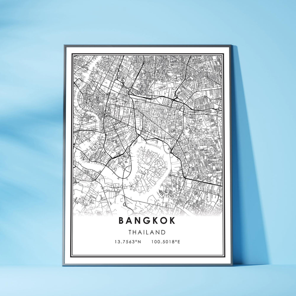 Bangkok, Thailand Modern Style Map Print 
