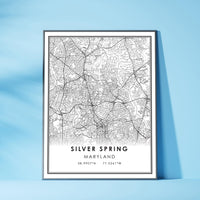 Silver Spring, Maryland Modern Map Print 