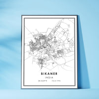 Bikaner, India Modern Style Map Print 