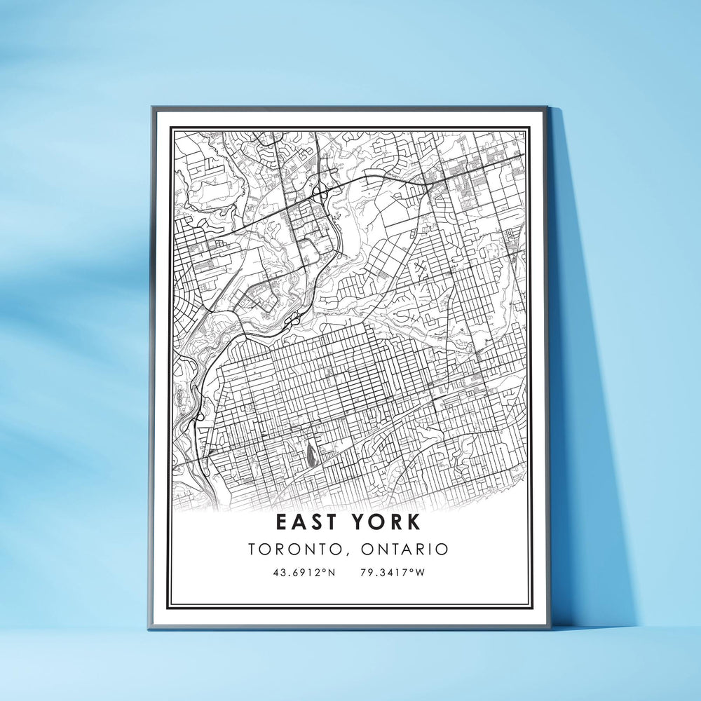 East York, Toronto, Ontario Modern Style Map Print 