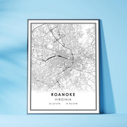 Roanoke, Virginia Modern Map Print