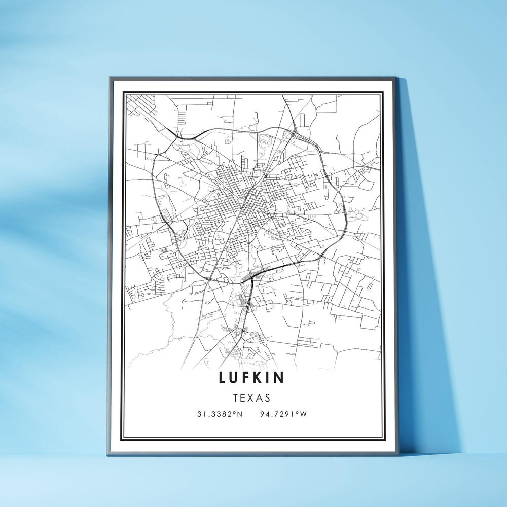 Lufkin, Texas Modern Map Print