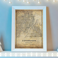 
              Copenhagen, Denmark Vintage Style Map Print 
            