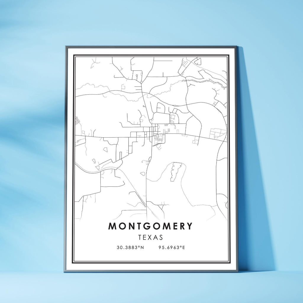 Montgomery, Texas Modern Map Print 