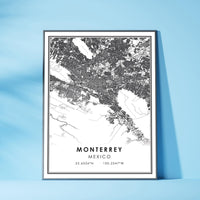 
              Monterrey, Mexico Modern Style Map Print
            