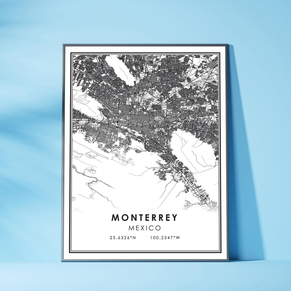 Monterrey, Mexico Modern Style Map Print