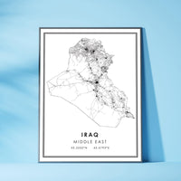 
              Iraq, Middle East Modern Style Map Print 
            