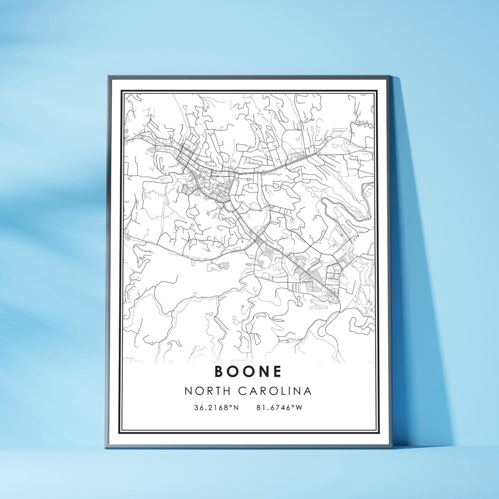 Boone, North Carolina Modern Map Print 