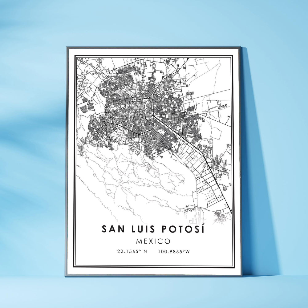 San Luis Potosi, Mexico Modern Style Map Print 