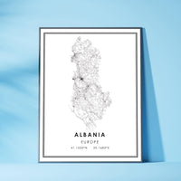 
              Albania, Europe Modern Style Map Print
            