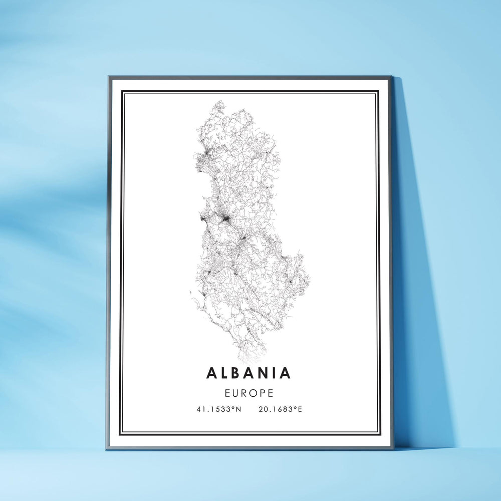 Albania, Europe Modern Style Map Print