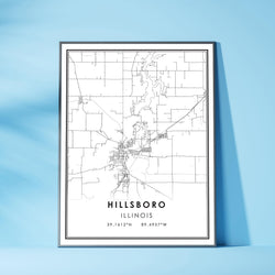 Hillsboro, Illinois Modern Map Print 