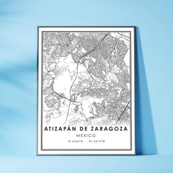 Atizapan De Zaragoza, Mexico Modern Style Map Print 