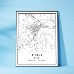 Athens, Ohio Modern Map Print 