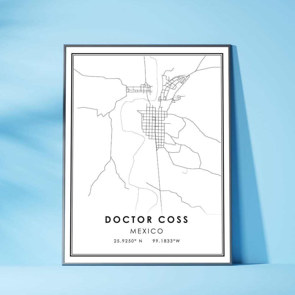 Doctor Coss, Mexico Modern Style Map Print 