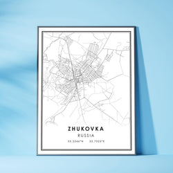 Zhukovka, Russia Modern Style Map Print 