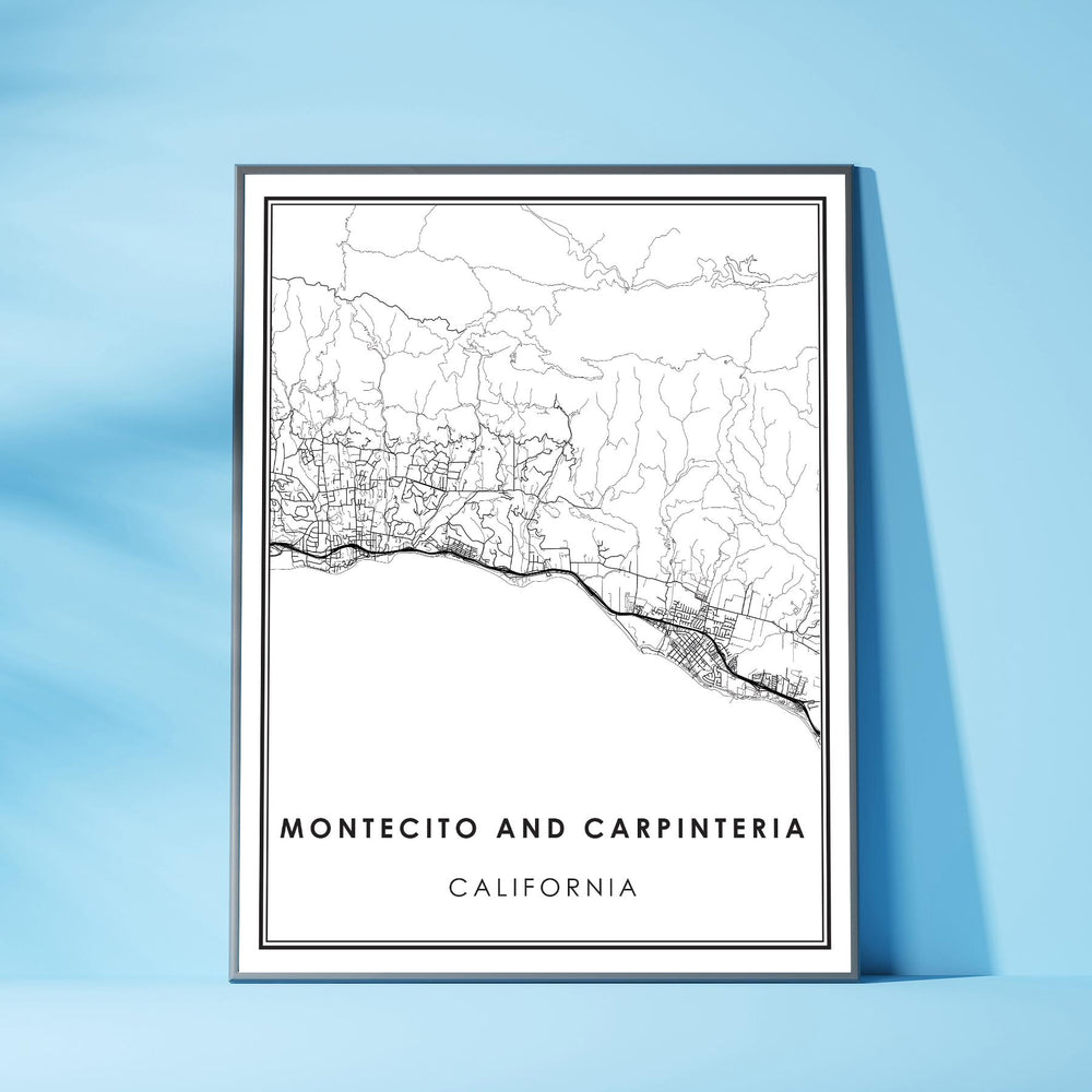 Montecito And Carpinteria, California Modern Map Print 