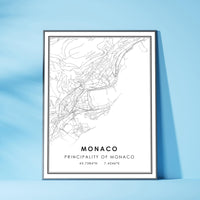 
              Monaco, Principality of Monaco Modern Style Map Print 
            