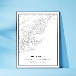 Monaco, Principality of Monaco Modern Style Map Print 