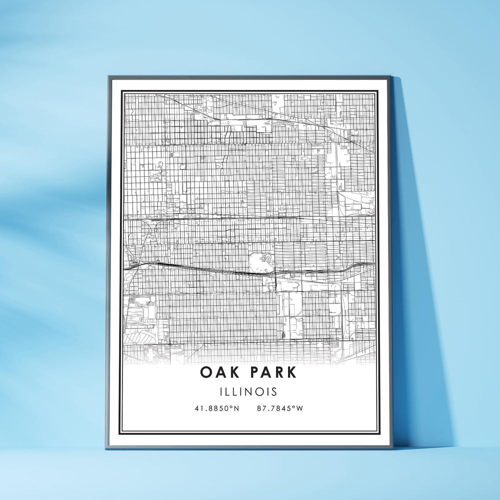 Oak Park, Illinois Modern Map Print 