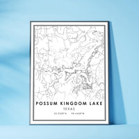 
              Possum Kingdom Lake, Texas Modern Map Print 
            