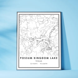 Possum Kingdom Lake, Texas Modern Map Print 