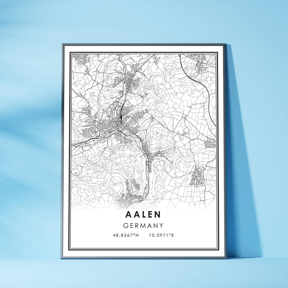 Aalen, Germany Modern Style Map Print