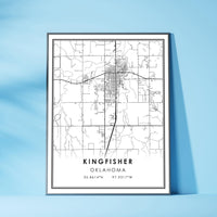 
              Kingfisher, Oklahoma Modern Map Print 
            