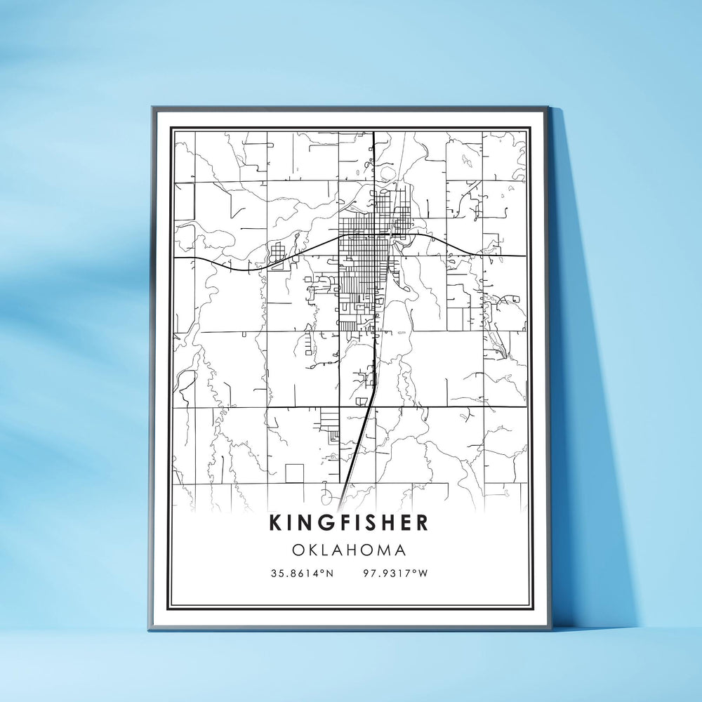Kingfisher, Oklahoma Modern Map Print 
