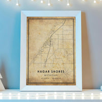 
              Hagar Shores, Michigan Vintage Style Map Print
            