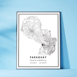 Paraguay, South America Modern Style Map Print