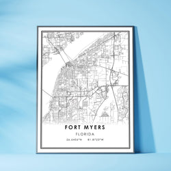 Fort Myers, Florida Modern Map Print 