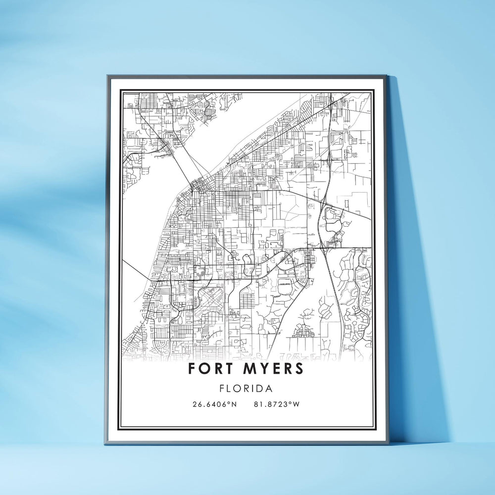 Fort Myers, Florida Modern Map Print 