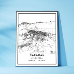 Caracas, Venezuela Modern Style Map Print 