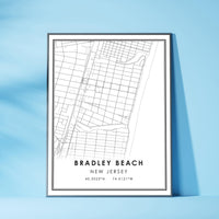Bradley Beach, New Jersey Modern Map Print 