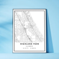 Highland Park, Illinois Modern Map Print 