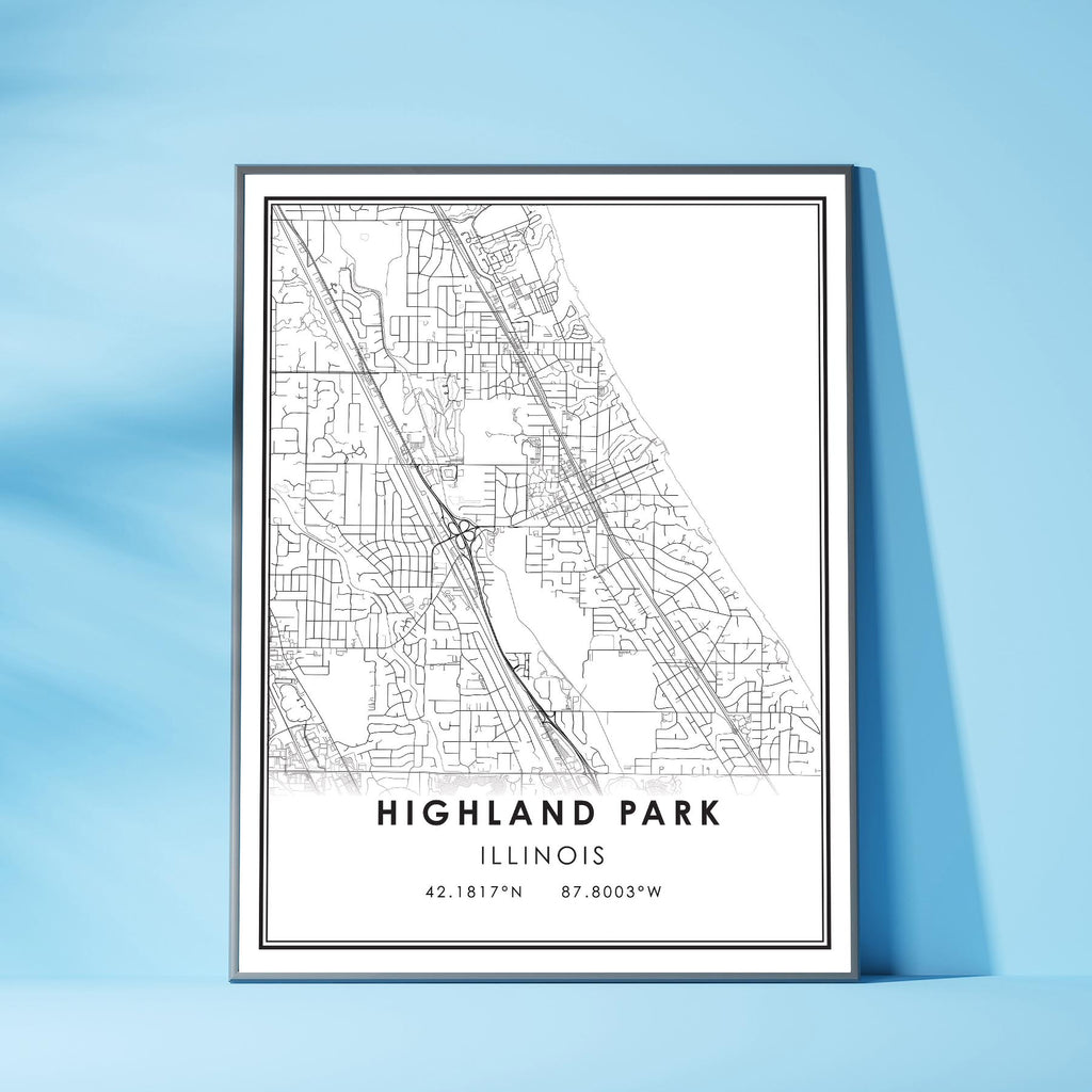Highland Park, Illinois Modern Map Print 