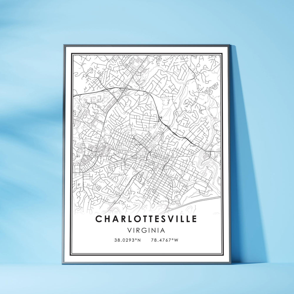 Charlottesville, Virginia Modern Map Print 