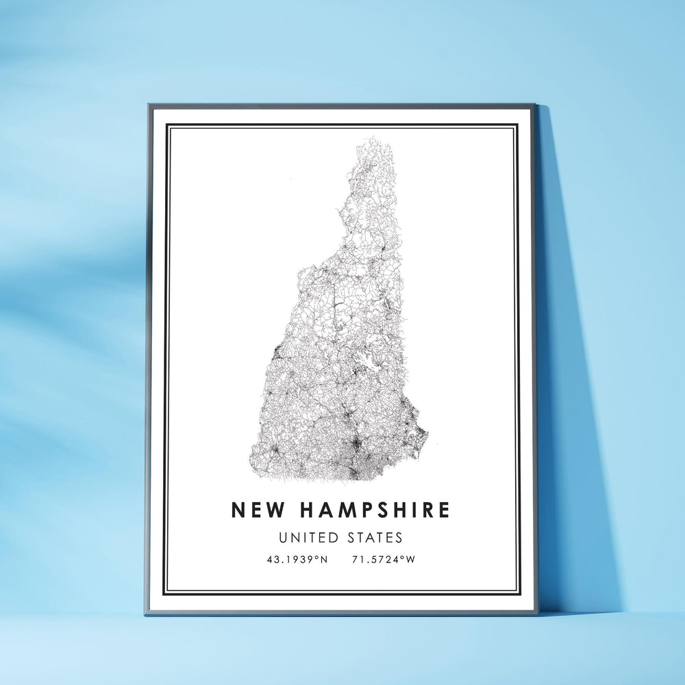 New Hampshire, United States Modern Style Map Print 