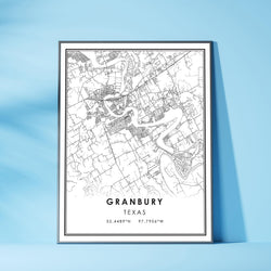 Granbury, Texas Modern Map Print 
