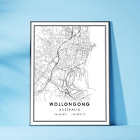 
              Wollongong, Australia Modern Style Map Print 
            